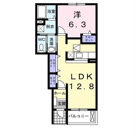 上餅田 徒歩3分 1階の物件間取画像